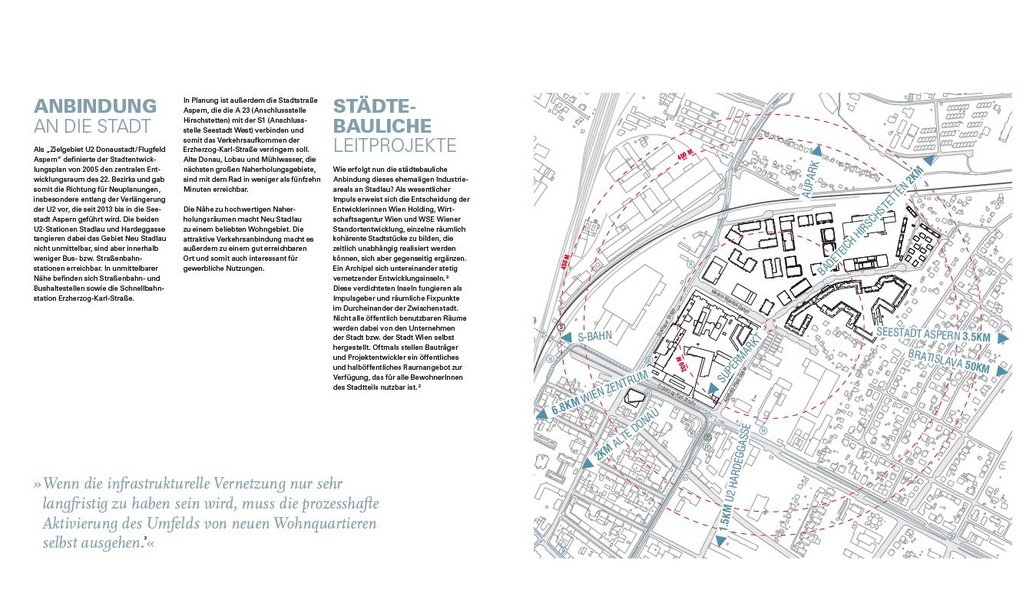 Karte des neuen Stadtteils mit Einbindung in Bestand plus textliche Ausführung