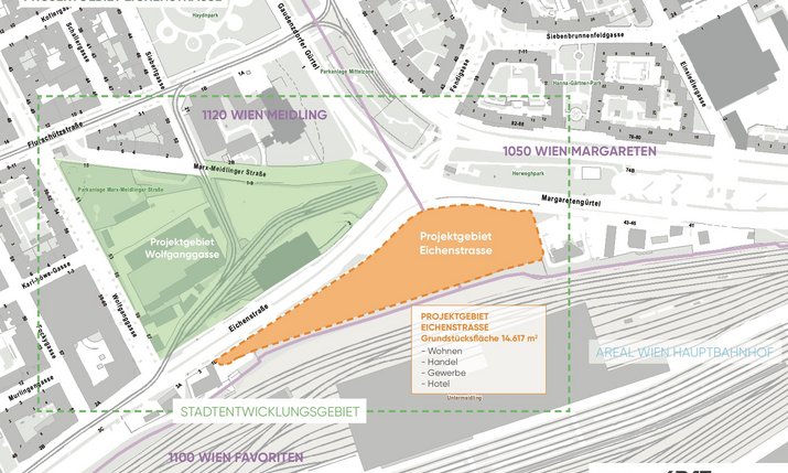 Karte des Stadtentwicklungsgebiets (Projektgebiet Eichenstraße)
