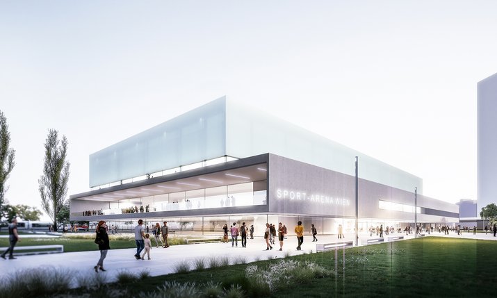 Rendering eines weißen modernen Sportzentrums