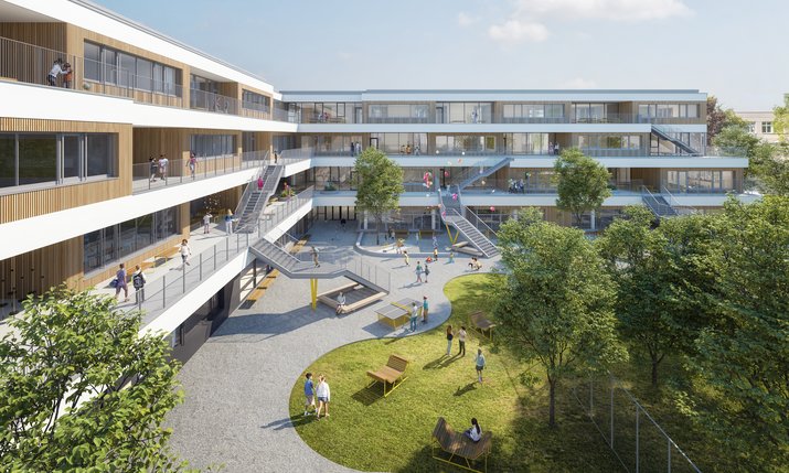 Moderner vielgeschoßiger Bildungsbau